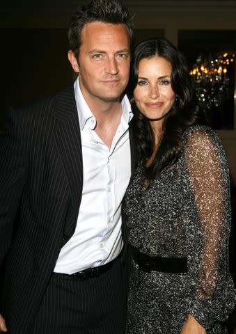 J. Vespa/WireImage Matthew Perry and Courteney Cox pose for a photo together at the 2006 AFI Honors Hollywood's Arquette Family With The Sixth Annual "Platinum Circle Awards"