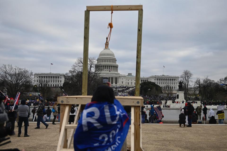 Supporters of US President Donald Trump gather across from the US Capitol on January 6, 2021, in Washington, DC. (Photo by ANDREW CABALLERO-REYNOLDS/AFP via Getty Images)