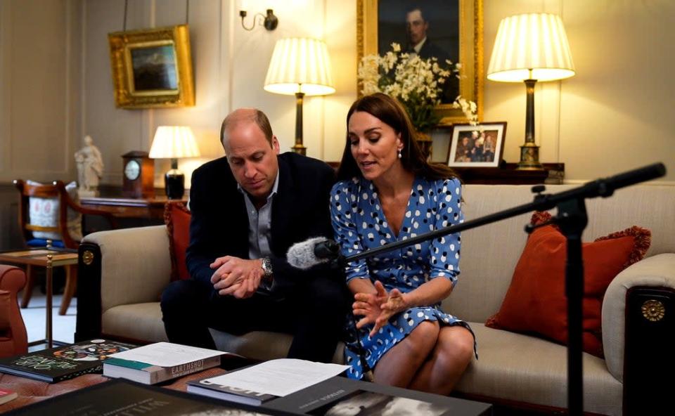 The Duke and Duchess of Cambridge recording their message  ((Kensington Palace/PA))
