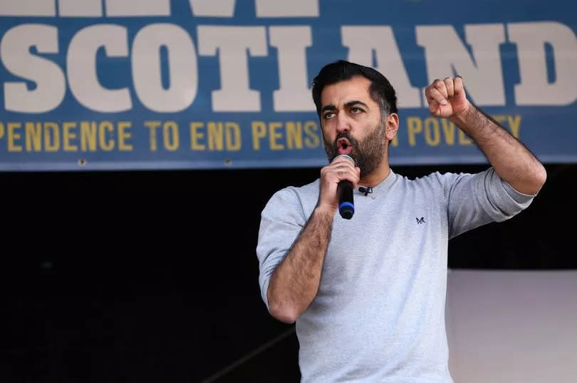 First Minister Humza Yousaf addresses the rally