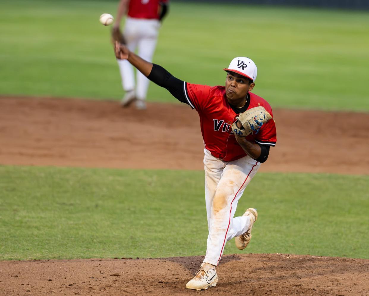 Vista Ridge starting pitcher Andre Wood. Vista Ridge won a district baseball game at Round Rock, 2-1 in eight innings, on April 23, 2024.