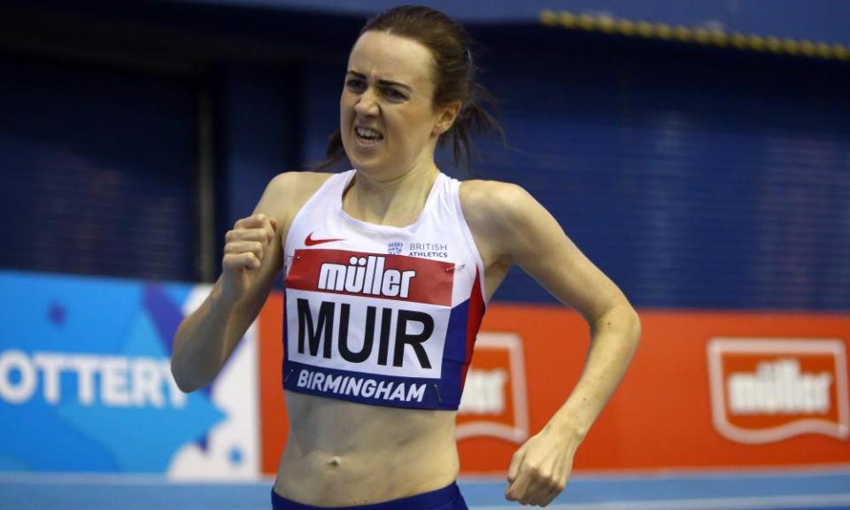 Athletics - Muller Indoor Grand Prix 2017 Barclaycard Arena, Birmingham - 18 Feb 2017 Laura Muir (GBR) during her record-breaking women’s 1000m event