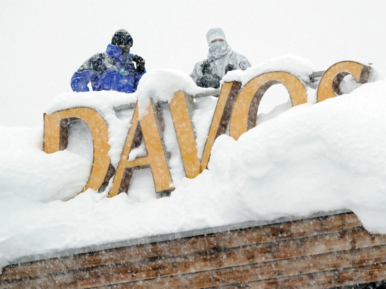 Snipers hold their position on the roof of a hotel during the World Economic Forum annual meeting in Davos, Switzerland: REUTERS/Denis Balibouse