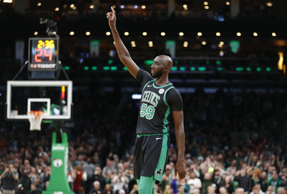 Celtics center Tacko Fall was a guest conductor for the Boston Pops Orchestra at their Holiday Pops show on Monday. (Omar Rawlings/Getty Images)