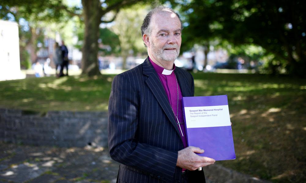 The Rt Rev James Jones with the Gosport War Memorial hospital inquiry report