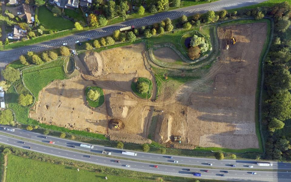 The skeletal remains of a man with a nail stuck in his heel were discovered during excavations at this site in Fenstanton, Cambs - Albion Archaelogy/PA Wire