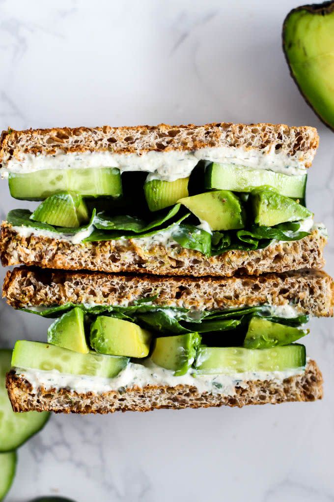 Cool Cucumber Avocado Sandwich with Tofu Cream Cheese