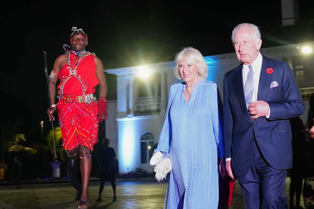 <p>Victoria Jones/PA Images via Getty </p> Queen Camilla and King Charles in Kenya on Oct. 31, 2023