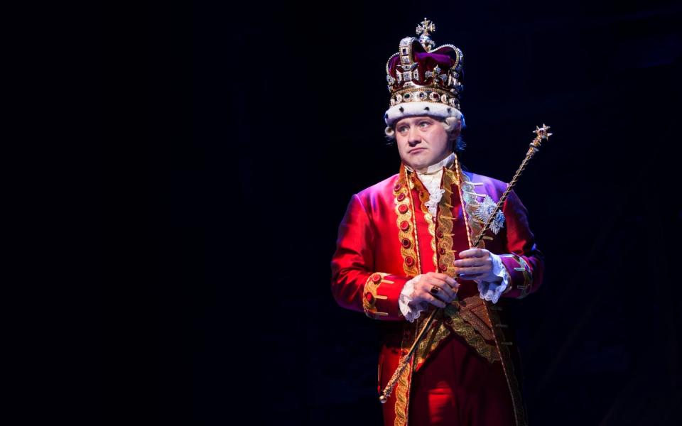 Michael Jibson as King George in the London production of Hamilton - Matthew Murphy
