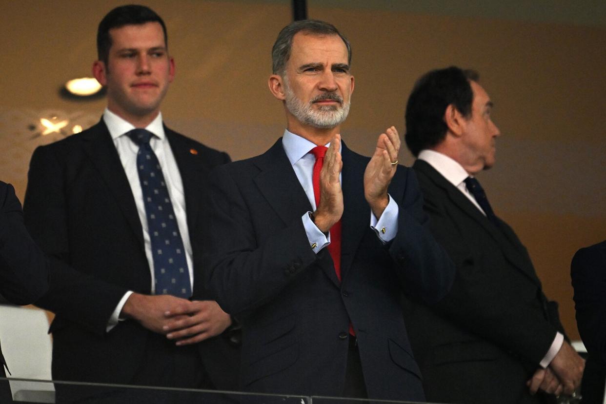 King Felipe VI of Spain is seen prior to the FIFA World Cup Qatar 2022 Group E match between Spain and Costa Rica at Al Thumama Stadium on November 23, 2022 in Doha, Qatar.