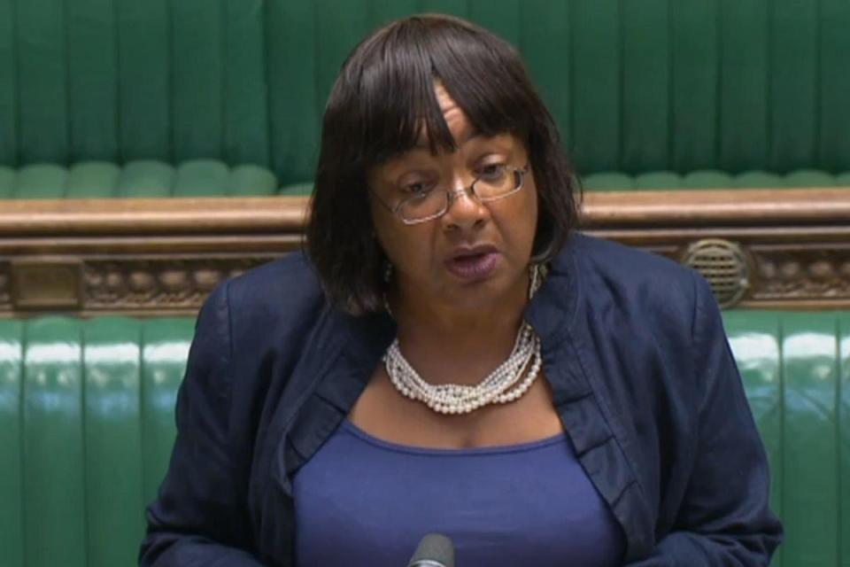 Shadow Home Secretary Diane Abbott in the Commons chamber (PA)