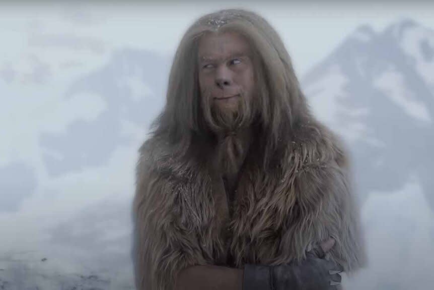 A hairy animal-human creature appears on a snowy mountain in Tin Man.