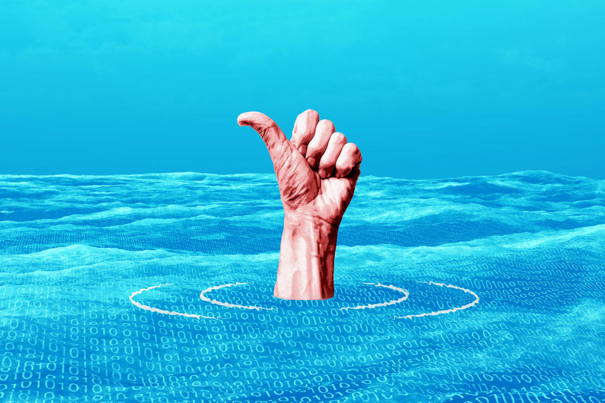 Thumbs Up Drowning In Data Code Photo illustration by Salon/GEtty Images