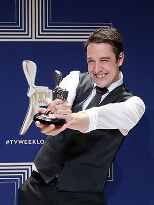 Samuel accepting his award for Best Actor at the 2017 Logies earlier in the evening. Source: Getty