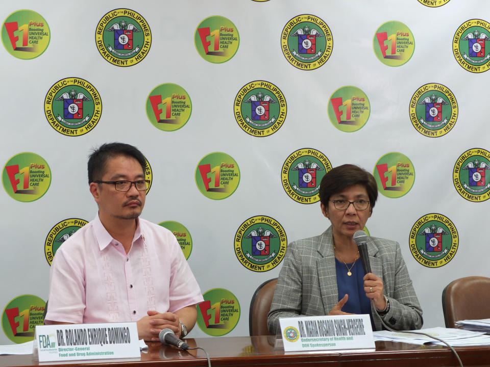 FILE PHOTO: Dr. Maria Rosario Singh-Vergeire, Undersecretary of Health and DOH Spokesperson (right), answering questions from journalists during the press conference. (Photo: Josefiel Rivera/SOPA Images/LightRocket via Getty Images)