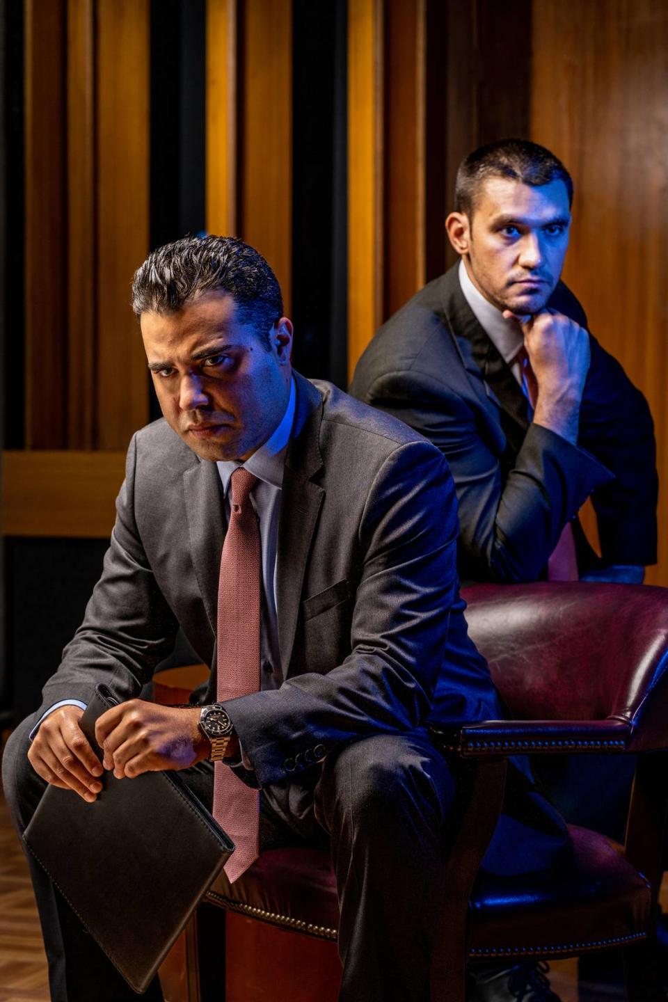 Actors Andy Mendez and Daniel Capote in Miami New Drama’s production of “Elían,” a play about the untold story behind an international incident that shook Miami’s Cuban community. The play premieres Oct. 27.