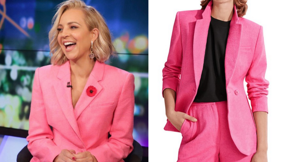 Carrie bickmore wearing a pink blazer