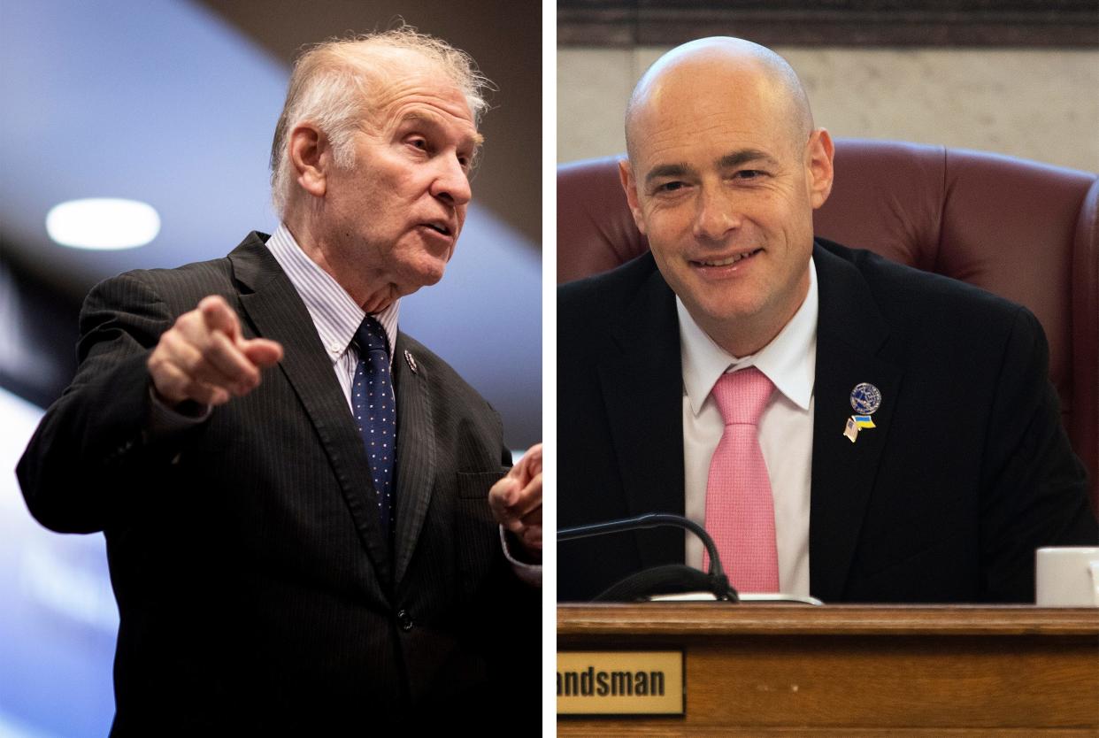 Republican U.S. Rep. Steve Chabot, left, faces Democrat Greg Landsman in the race for Congress in the 1st Congressional District in southwest Ohio.