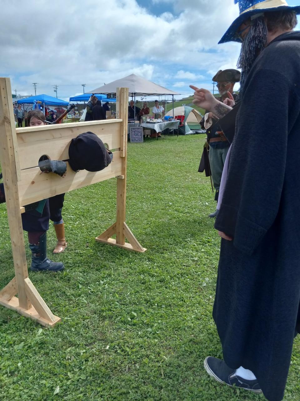 Throughout the day, people would be placed in the stocks and people would gather and yell "shame."