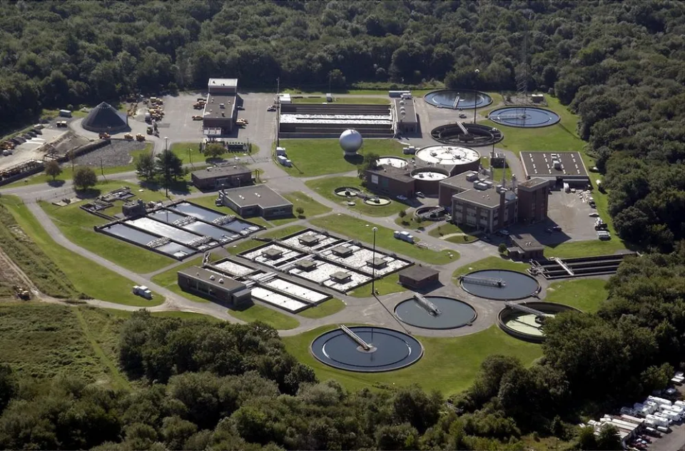 2003 Enterprise file photo: The City of Brockton wastewater treatment plant at the end of Oak Hill Way, as seen from the air.