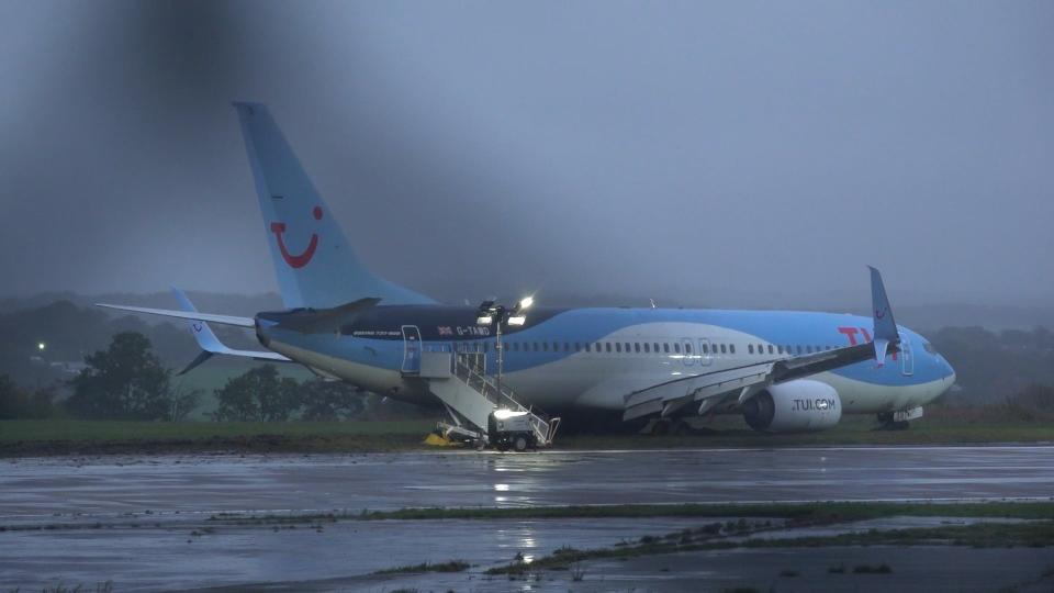 Storm Babet Plane skids off runway at Leeds-Bradford Airport amid extreme weather (Storm Babet Plane skids off runway at Leeds-Bradford Airport amid extreme weather)