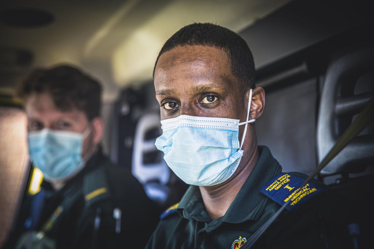 Programme Name: Ambulance S7 - TX: n/a - Episode: Ambulance S7 - ep 5 (No. 5) - Picture Shows: (l-r) Jack and Deeq  - (C) Dragonfly Film and Television - Photographer: Ryan McNamara