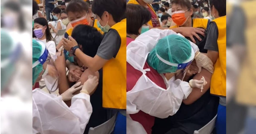 男學生打疫苗慘烈尖叫，影片爆紅100萬人觀看。（圖／翻攝自抖音）