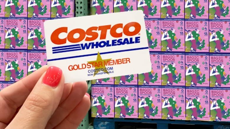 Costco card in front of Magic Spoon boxes