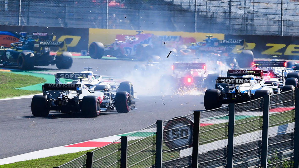 Drivers, pictured here crashing during the Tuscany Formula One Grand Prix.