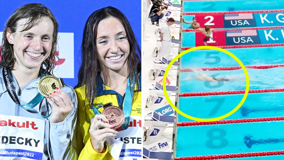 Lani Pallister, pictured here finishing third behind Katie Ledecky in the 1500m freestyle at the world championships.