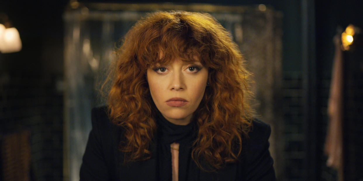 Nadia (Natasha Lyonne) gazing into her reflection, again, in "Russian Doll." (Photo: Netflix)