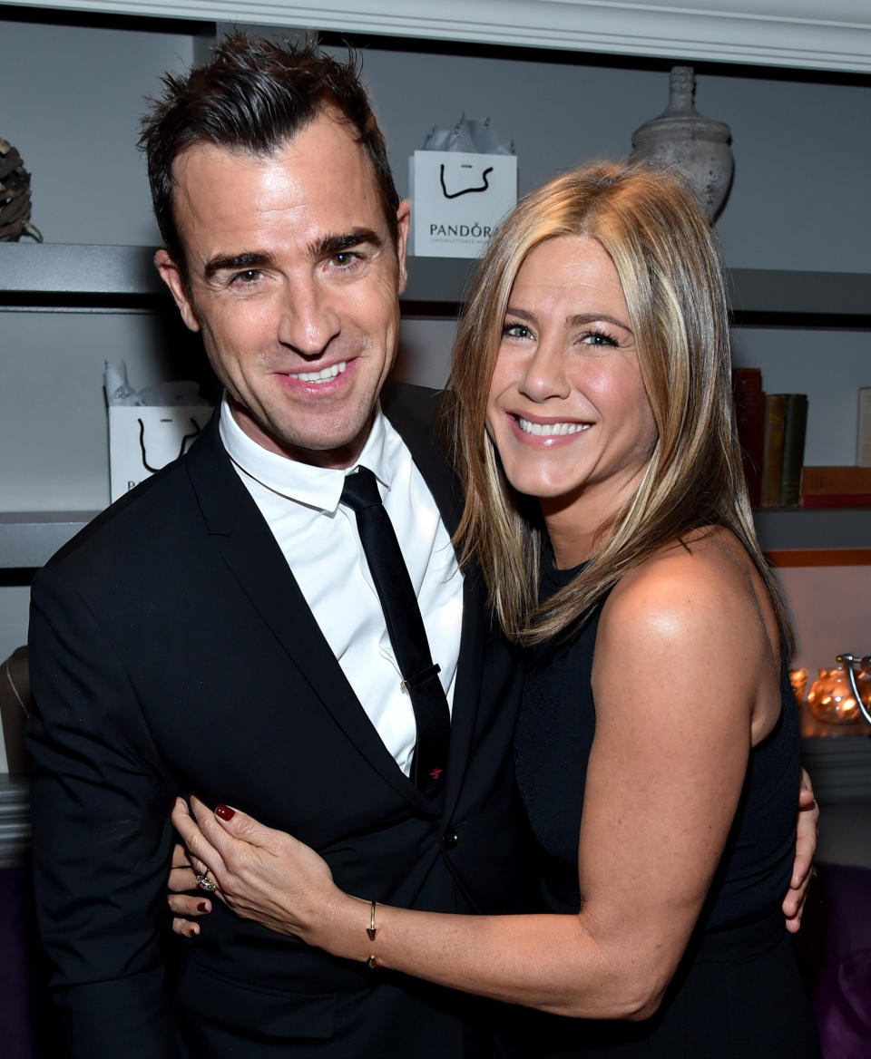 Actor Justin Theroux and actress/executive producer Jennifer Aniston attend the 'Cake' cocktail reception presented by PANDORA Jewelry at West Bar on September 8, 2014 in Toronto, Canada.