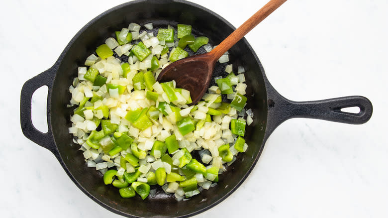 Onion and green pepper skillet