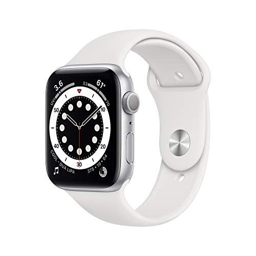 New Apple Watch Series 6 (GPS, 44mm) - Silver Aluminum Case with White Sport Band
