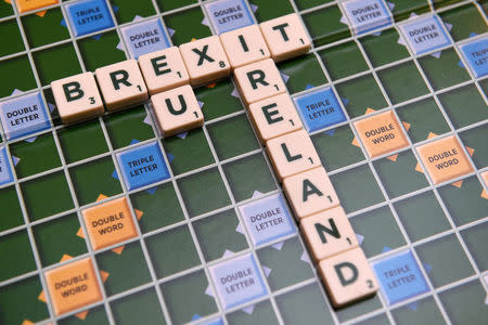 FILE PHOTO: A scrabble board spells out Brexit in Dublin, Ireland May 4 2016. REUTERS/Clodagh Kilcoyne/File Photo