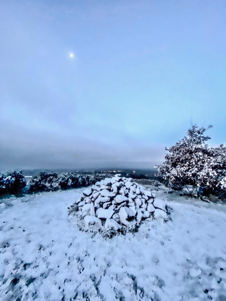 Photo taken with permission from the X, formerly Twitter, account of Brian Parry of snow in Healey Nab, Chorley, Lancashire (Steve Sulley/PA Wire)