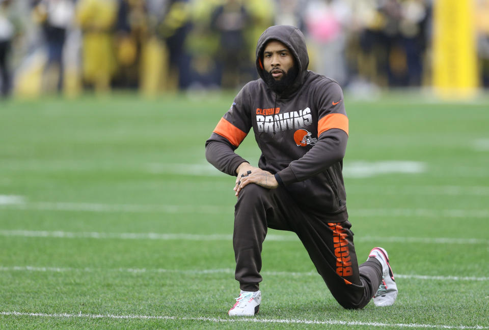 Odell Beckham Jr. has been dealing with a "painful" sports hernia injury that has limited his practice time with Baker Mayfield. (Charles LeClaire-USA TODAY Sports)