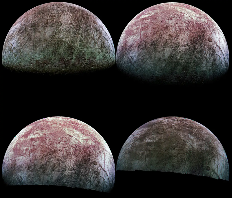 Europa as imaged by Juno in September 2022. - Image: <a class="link " href="https://www.missionjuno.swri.edu/junocam/processing" rel="nofollow noopener" target="_blank" data-ylk="slk:NASA/JPL-Caltech/SwRI/MSSS/Thomas Thomopoulos;elm:context_link;itc:0;sec:content-canvas">NASA/JPL-Caltech/SwRI/MSSS/Thomas Thomopoulos</a>