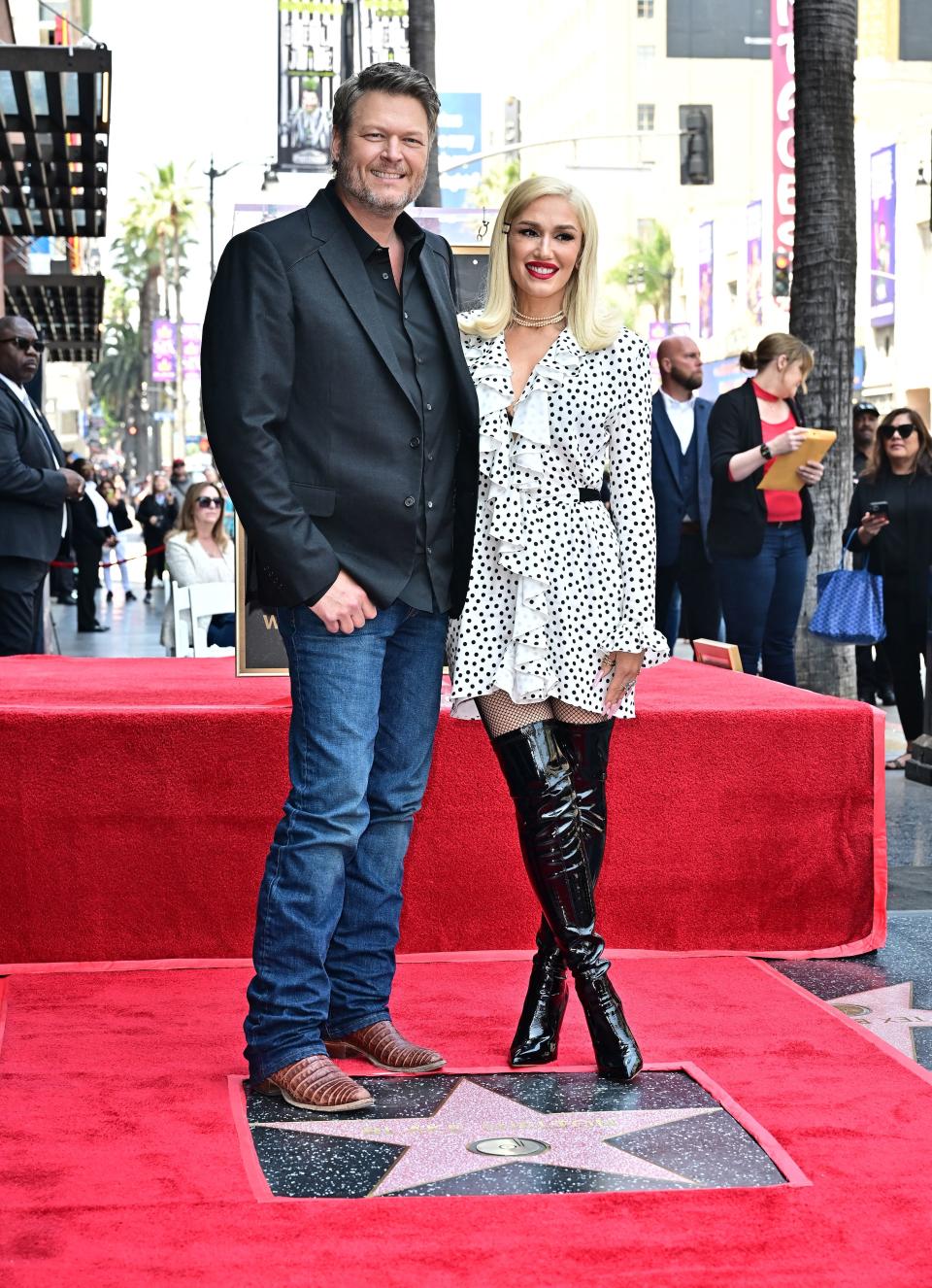 Blake Shelton and Gwen Stefani at his Hollywood Walk of Fame star ceremony.