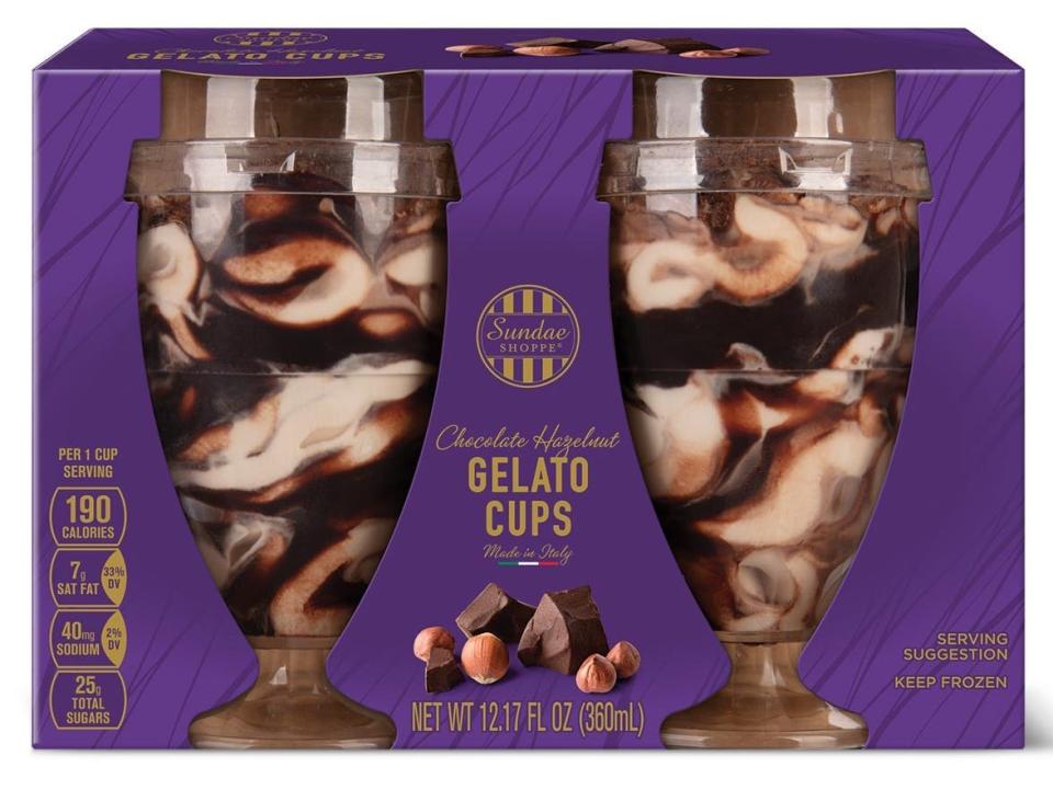 box of sundae shoppe chocolate hazelnut gelato cups from aldi