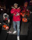 <p>Sterling Brim, co-host of MTV’s <i>Ridiculousness</i>, isn’t afraid of a couple of guys with … chainsaws! (Photo: Nate Weber/Universal Studios Hollywood) </p>