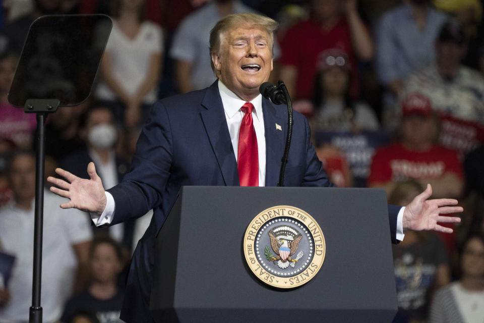 President Trump at a rally in Tulsa, Okla.