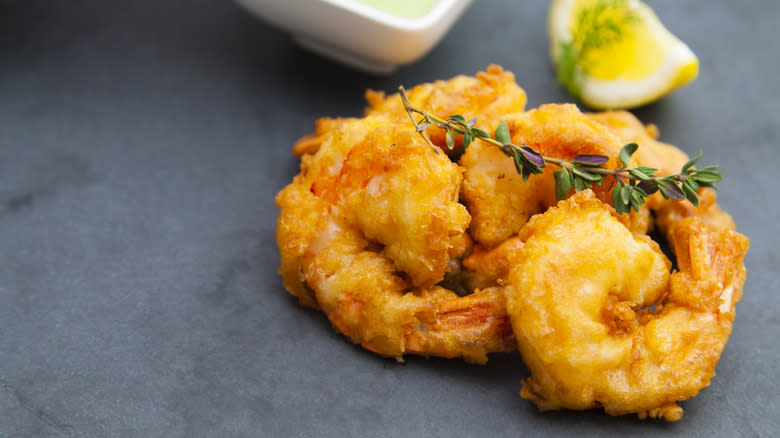 fried shrimp with herbs