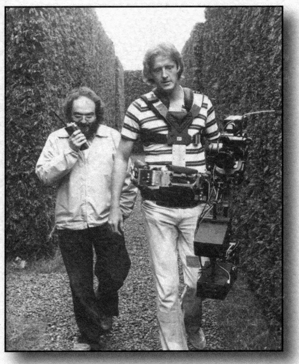 Stanley Kubrick and Garrett Brown on the set of “The Shining”<cite>courtesy of Garrett Brown</cite>