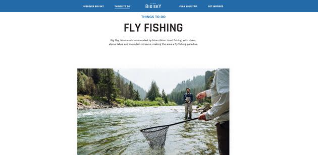 The community’s marketing arm, Visit Big Sky, advertises the community as a “fly fishing paradise” on its website (see screenshot above). (Photo: )