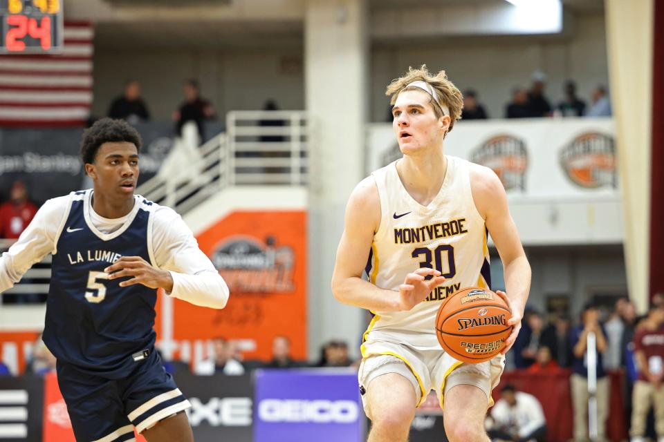 Montverde's Liam McNeeley #30 in action against La Lumiere during a high school basketball game at the Hoophall Classic, Saturday, January 14, 2023, in Springfield, MA.