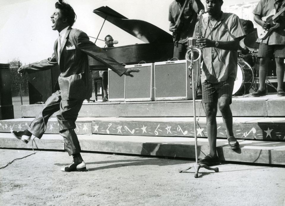 Little Richard puts on a typically high-energy show in Los Angeles in 1956.