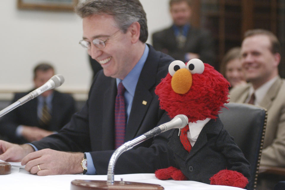 Elmo in a suit at Capitol Hill