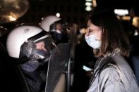 FILE PHOTO: People protest against imposing further restrictions on abortion law in Warsaw