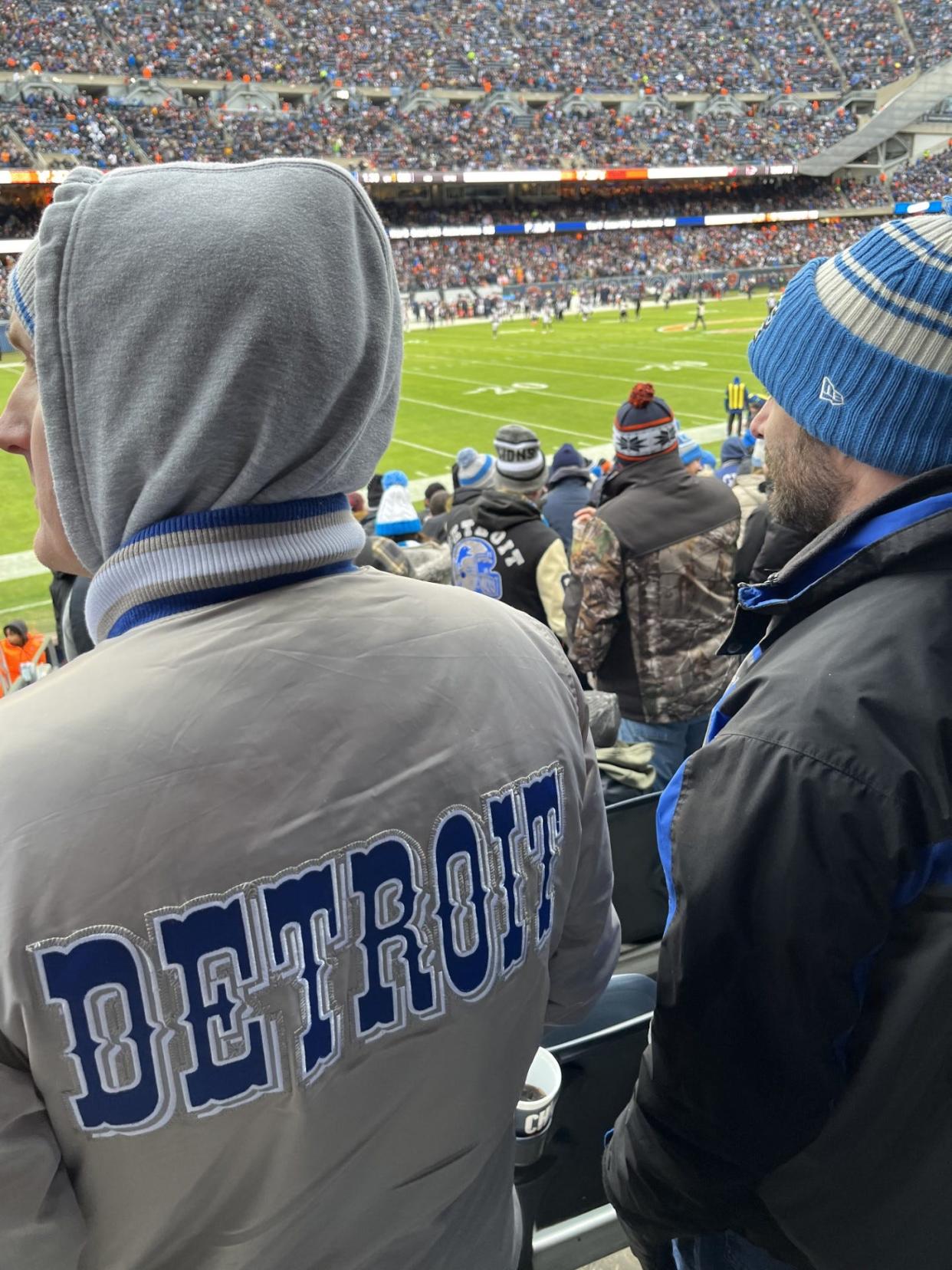 Lions fans enjoy the game at Soldier Field in Chicago on Sunday, Dec. 10, 2023.